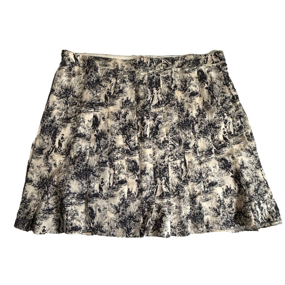 NWT J. Crew Toile Print Pleated Skirt Size 20 NWT Black Cream Quiet Luxury